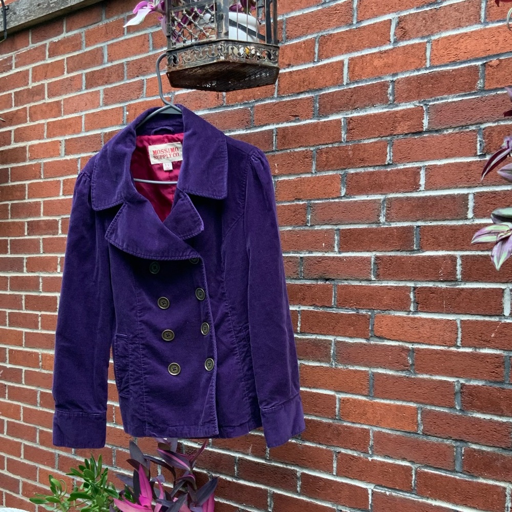 Mossimo Supply Company purple corduroy pea coat size large